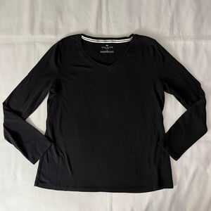 Talbots Petites Black Long Sleeve Basic Shirt